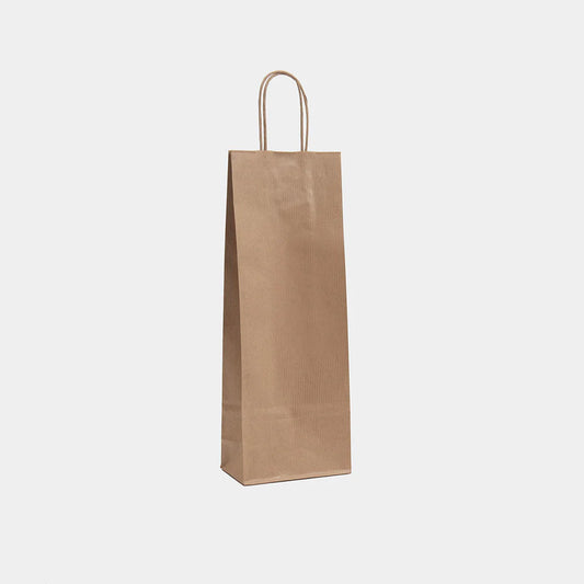 The Kraft paper bottle gift bag with twist handles from seventy9north.co.uk stands upright on a plain white background.